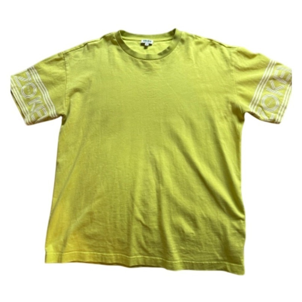 Kenzo Paris T-Shirt Yellow Green Logo‎ Trim Short Sleeve Tee Top Size M